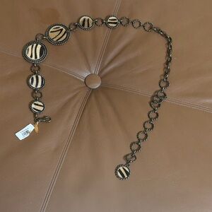 Nordstrom Woven Rope Link Belt with Black and Tan Accents